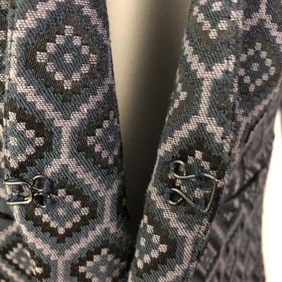 Banana Republic Women's Size 4 Open Front Textured Printed Blazer Drk Gray/Black - Picture 6 of 11